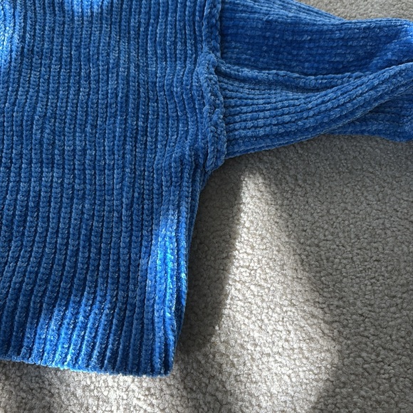 Blue Ribbed Women's Sweater - Picture 6 of 6